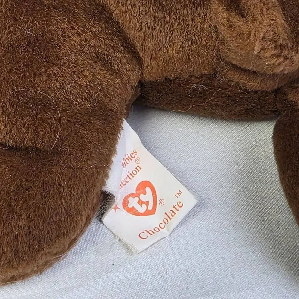 TY Beanie Baby Chocolate the Moose Plush 1993 Brown Orange Antlers